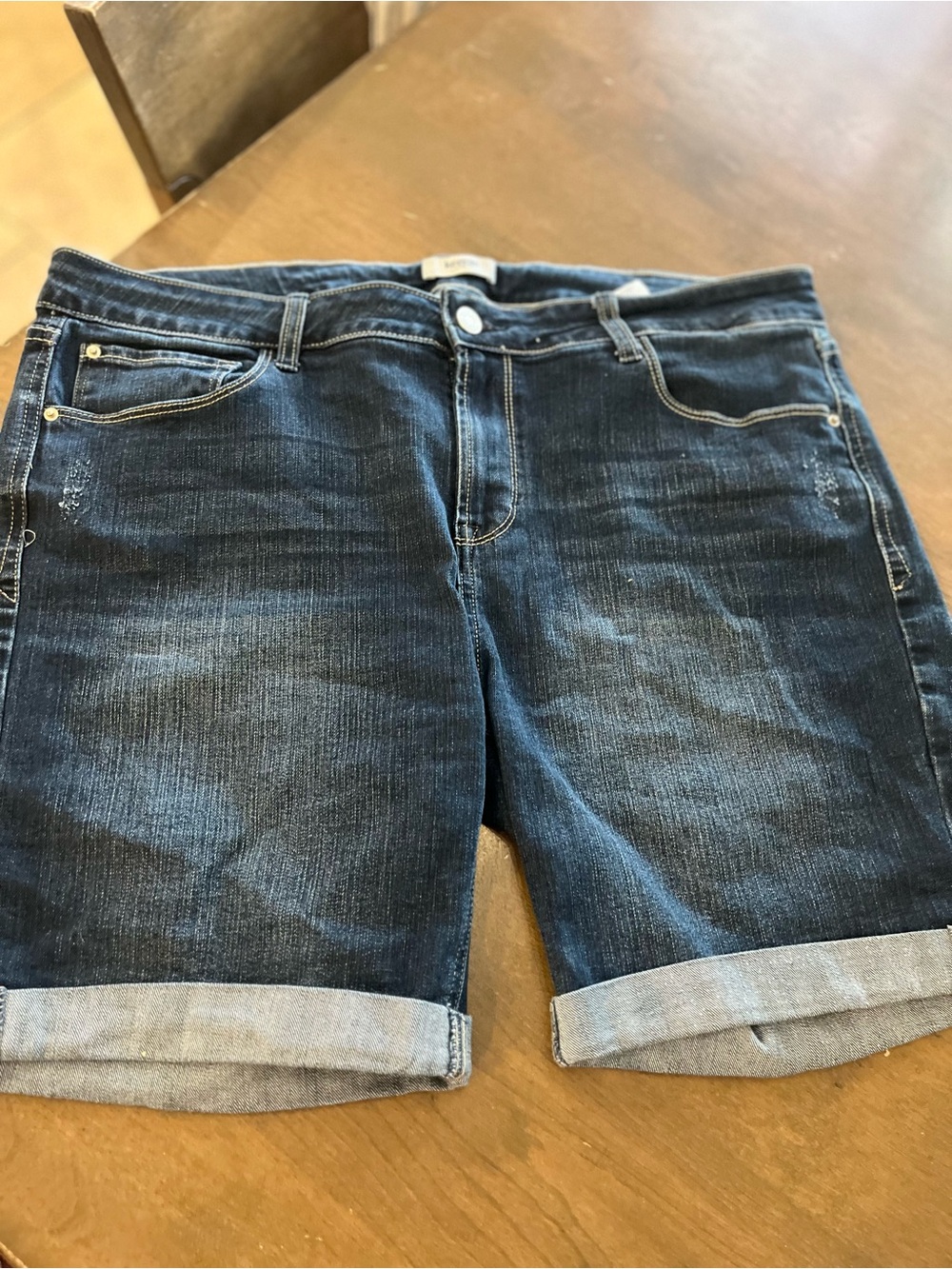 Kensie Dark Blue Rolled Cuff Denim Shorts